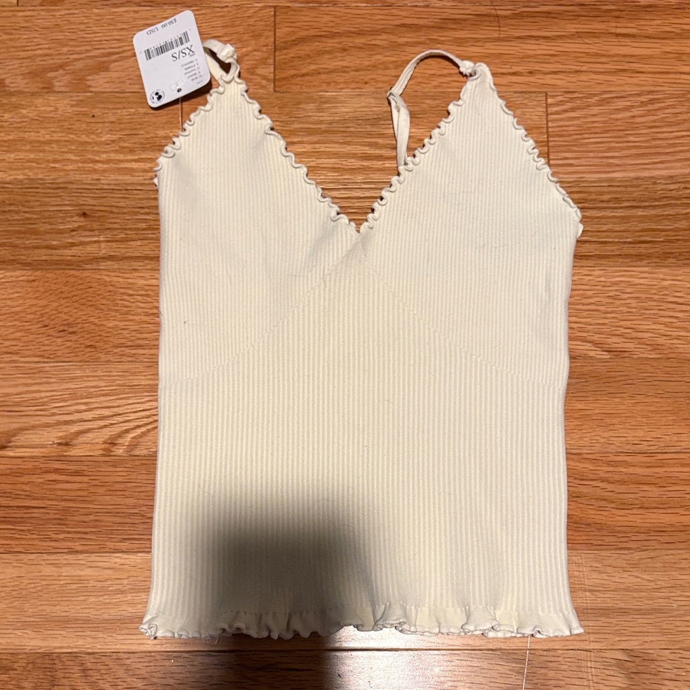 Cream Ribbed Tank Top